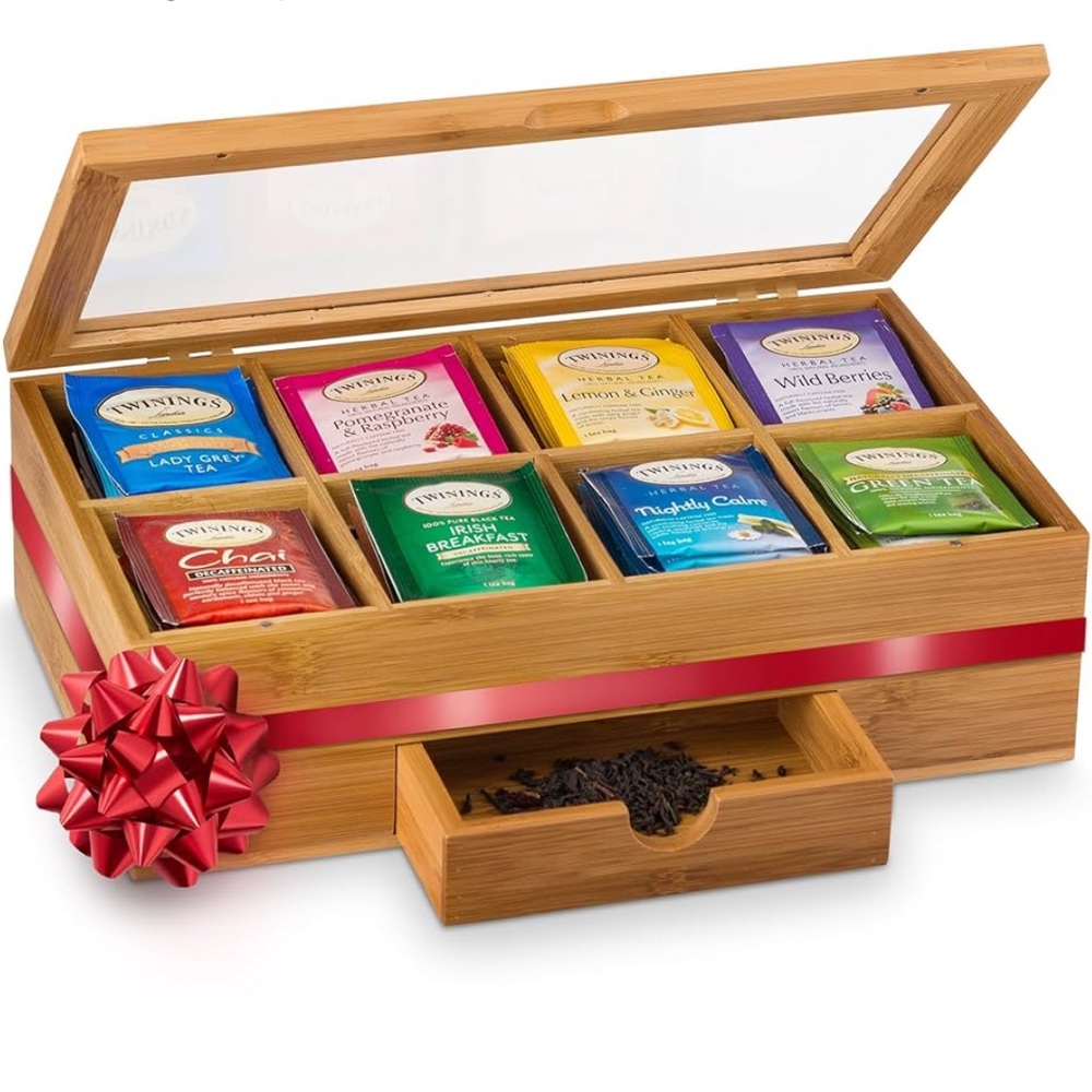 BAMBOO TEA BAG ORGANIZER STORAGE BOX